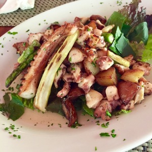 Warm Octopus Salad, asparagus, potatoes, honey-chile vinaigrette. Amazing.
